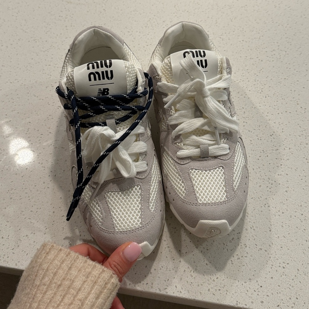 Miu Miu White and Gray Sneakers